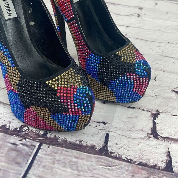 Steve Madden Shoes Womens 7.5 Dyvinal Pump Platform Rhinestone Heels Multicolor - Picture 2 of 9